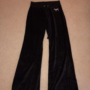 PINK Black Velvet Sweatpants - Size XS